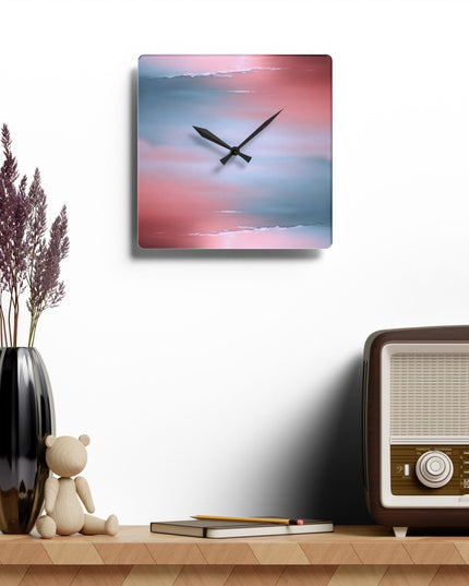 Gray Sea Pink Fog Acrylic Wall Clock, Round or Square, 10.75" x 10.75"