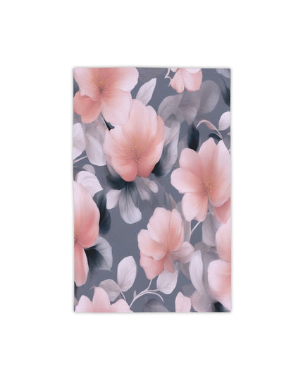 Peach and Blue Gray Floral Bunch Beach Towel, 18" x 27"