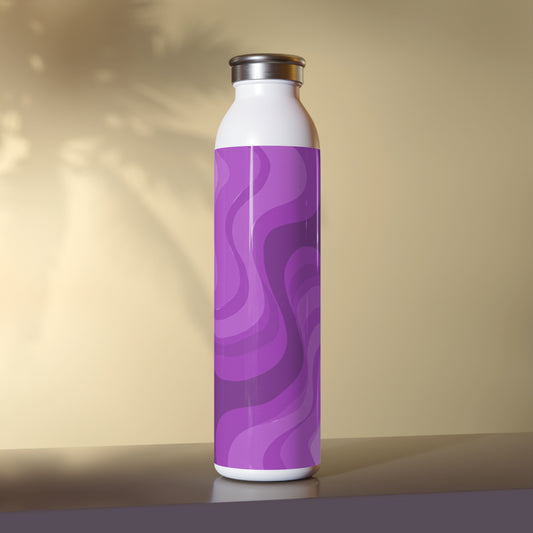 Wavey Purple Wavey Slim Water Bottle, 20 oz White