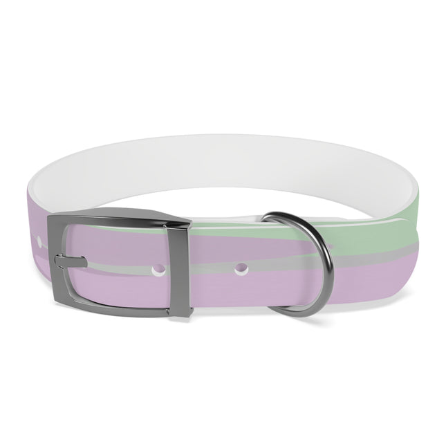 Pastel Lavender Purple and Soft Green Patches Medium Dog Collar