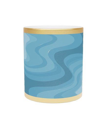 Sky Blue Wavey 11 oz Metallic Mug (Silver\Gold)