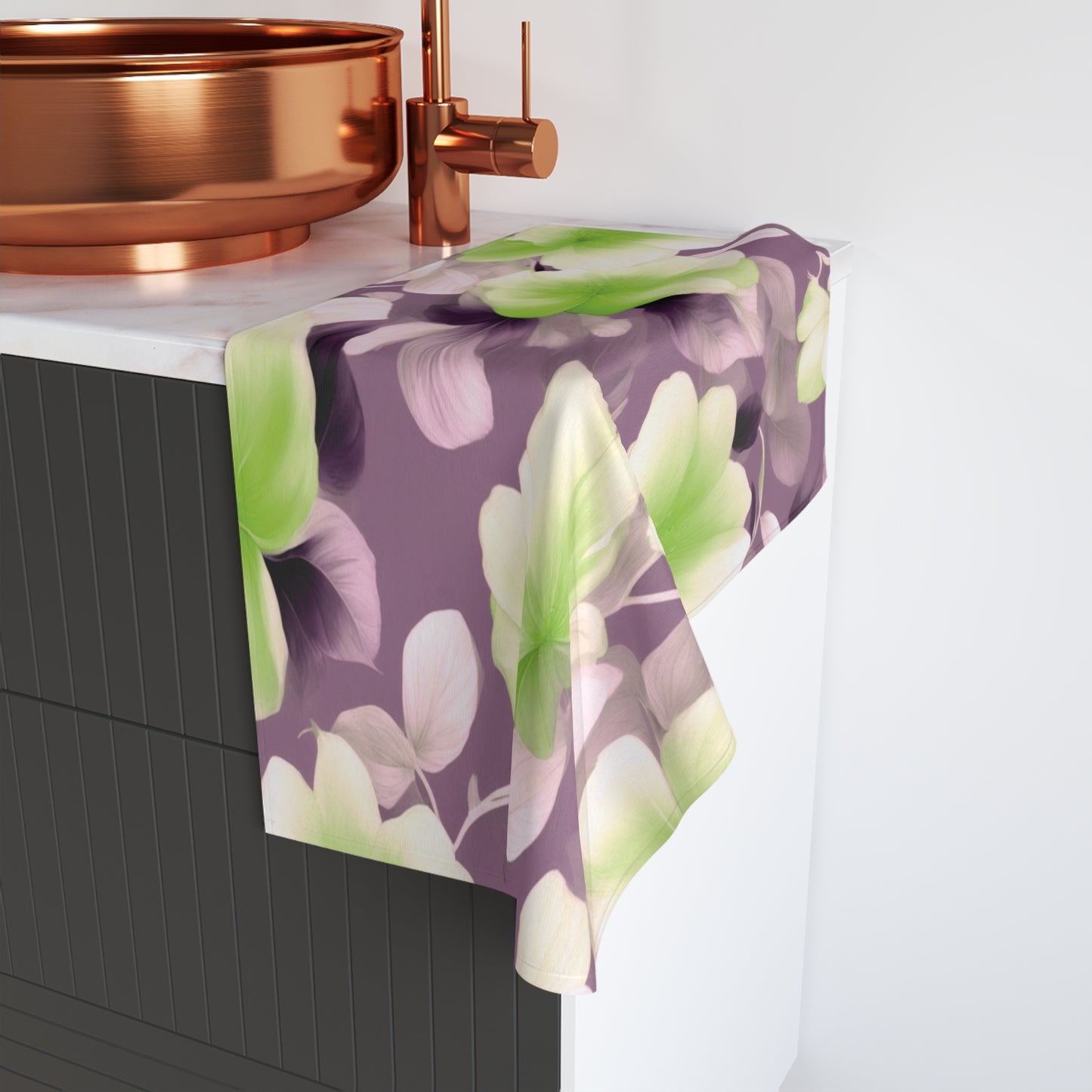 Lime Lavender Floral Bunch Hand Towel, 16" x 28"