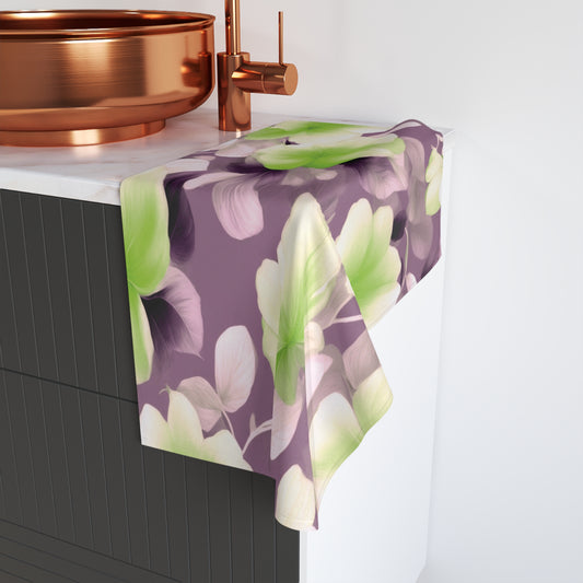 Lime Lavender Floral Bunch Hand Towel, 16" x 28"