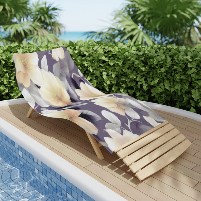 White Blush Floral Bunch Beach Towel, 30" x 60"
