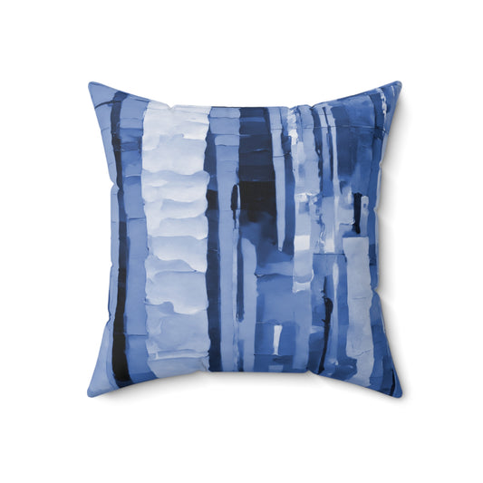 Striped Deep Blue 18" x 18" Faux Suede Square Pillow