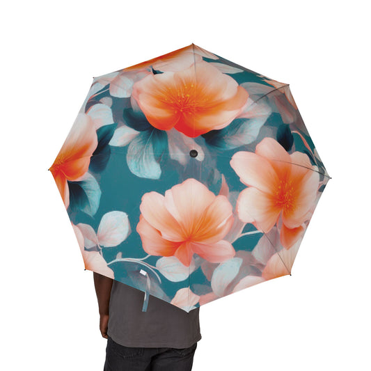 Orange Blossom Floral Bunch Foldable Umbrella - Compact & Chic