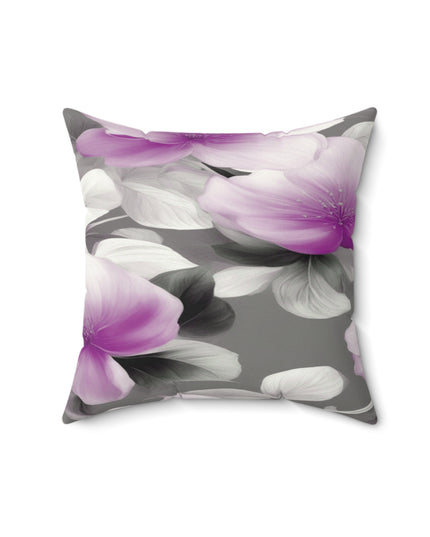 Purple Blossom Floral Bunch Faux Suede Square Pillow, 16" x 16"