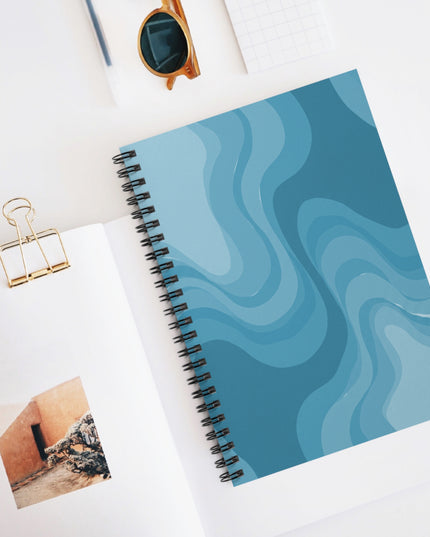 Sky Blue Wavey Spiral Notebook - Ruled Line, 6" x 8", 118 pages