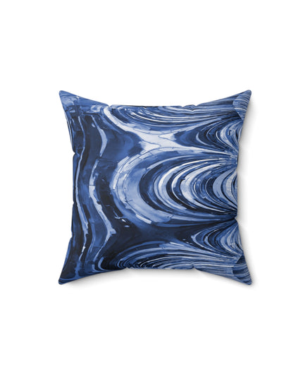 Uzi Spiral Deep Blue 14" x 14" Faux Suede Square Pillow