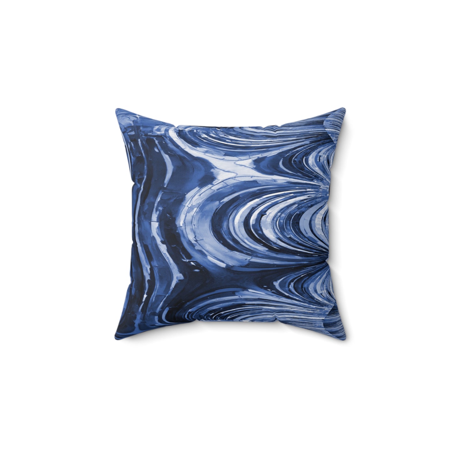Uzi Spiral Deep Blue 14" x 14" Faux Suede Square Pillow