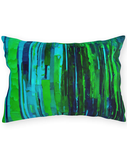 Striped Blue Green 20" x 14" Outdoor Pillow