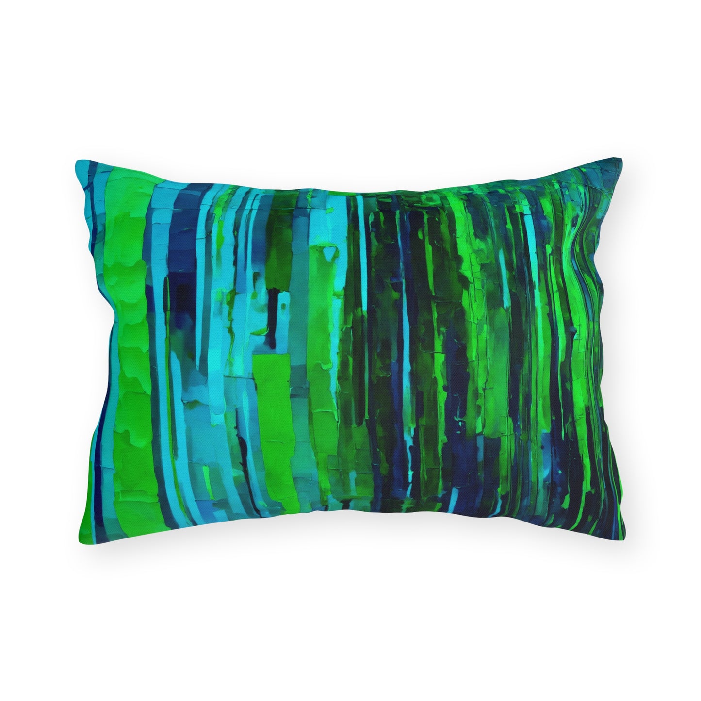 Striped Blue Green 20" x 14" Outdoor Pillow