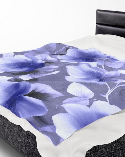 Indigo Blossom Floral Bunch Velveteen Plush Blanket, 60" x 80"