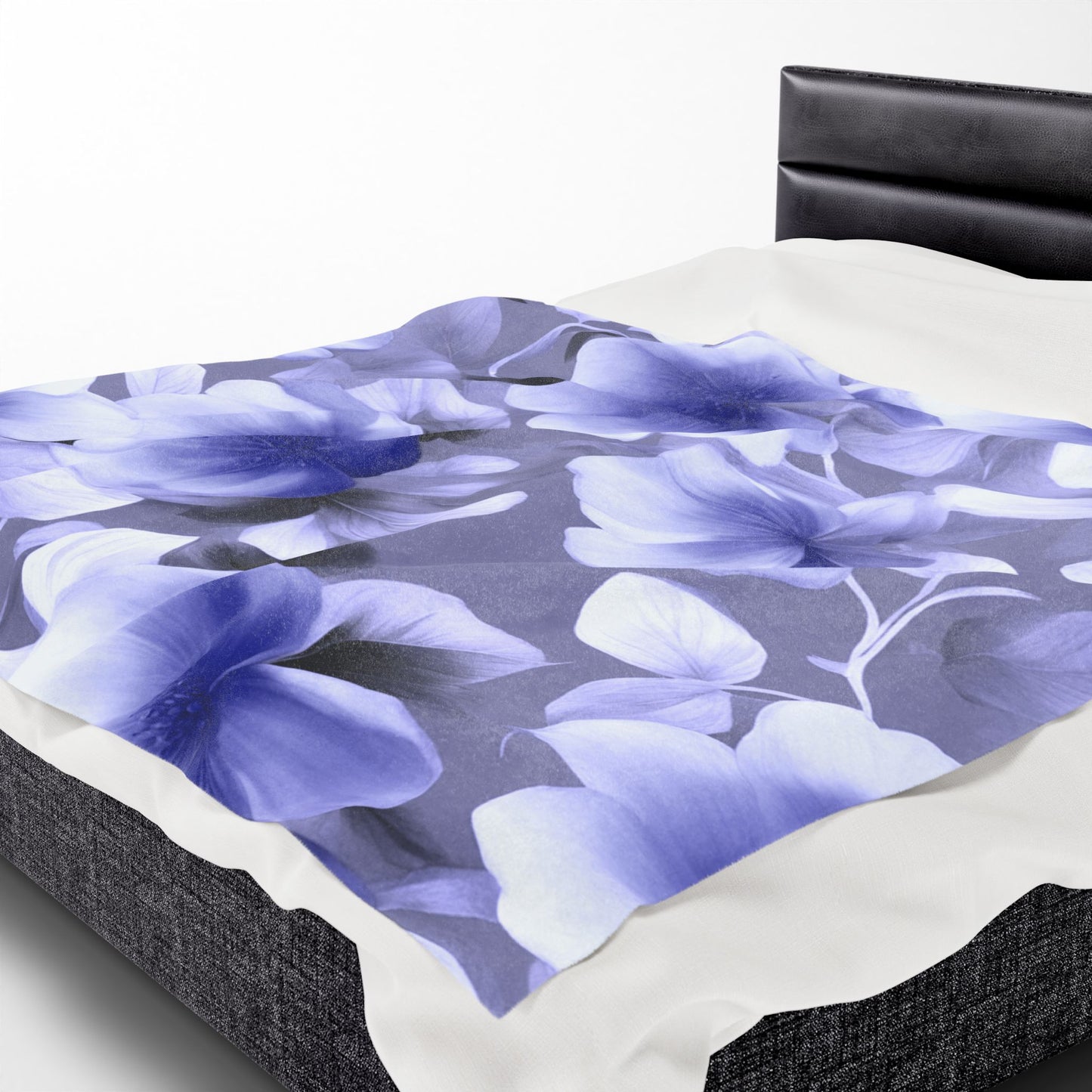 Indigo Blossom Floral Bunch Velveteen Plush Blanket, 60" x 80"