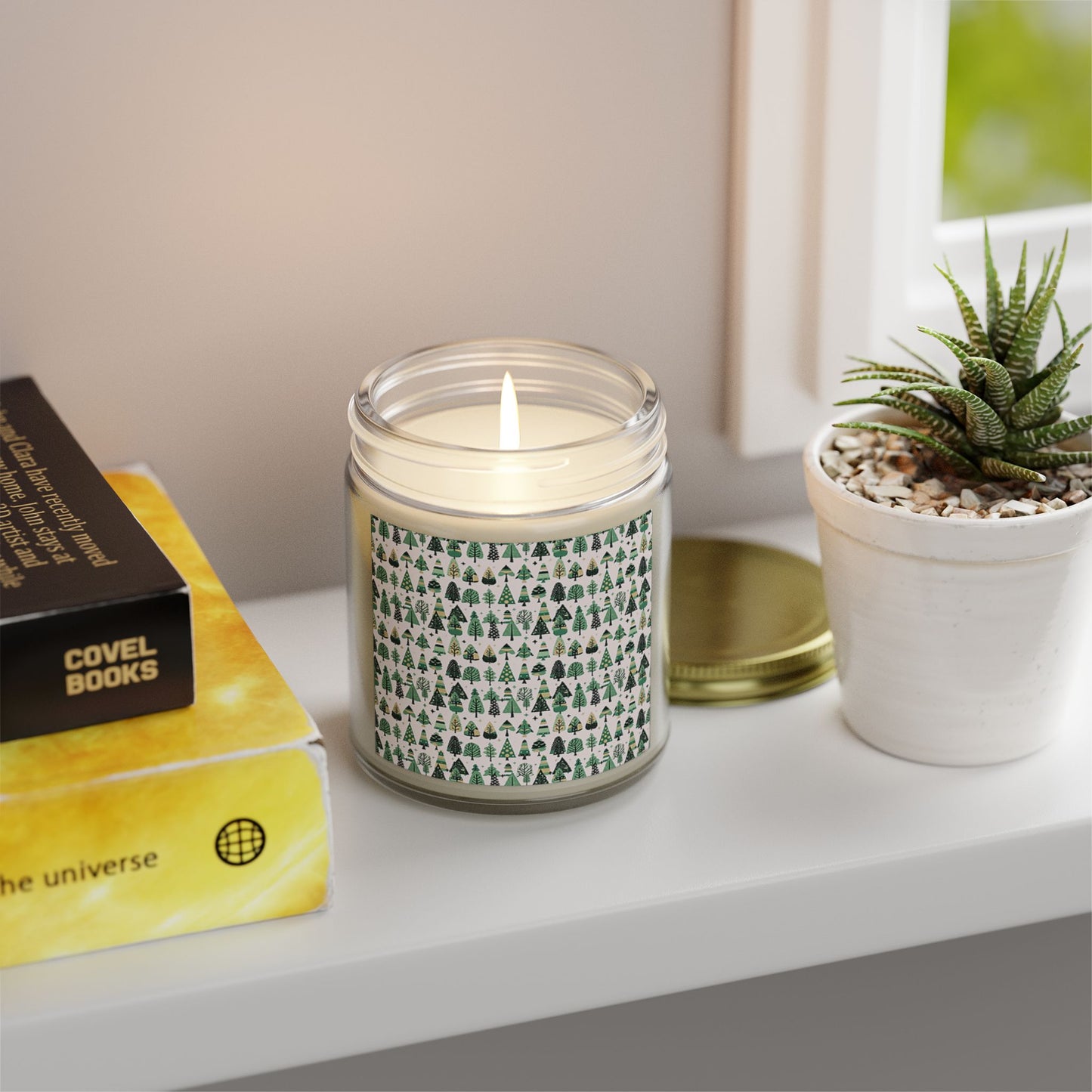 Mini Vintage Green Trees Scented Candles, Coconut Apricot Wax (9oz)