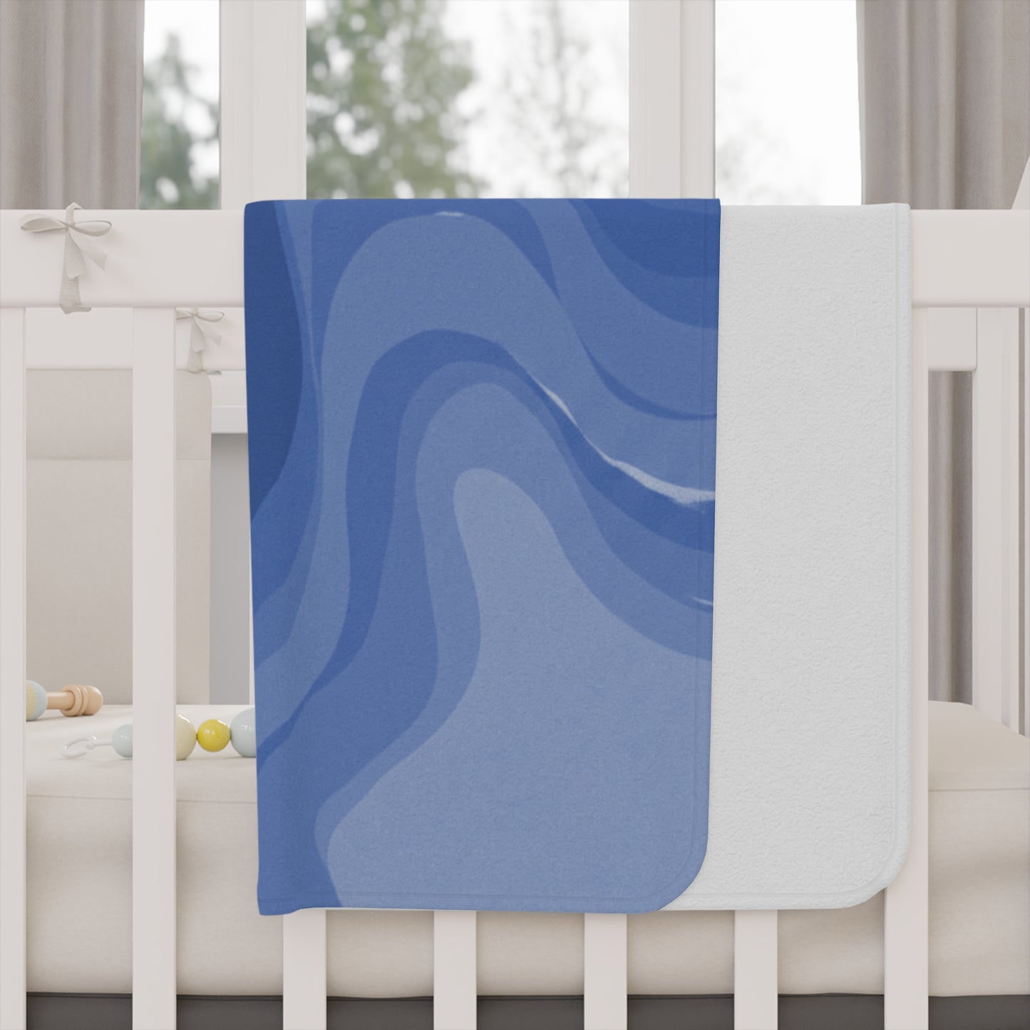 Deep Blue Wavey Toddler Blanket, 30" x 40"