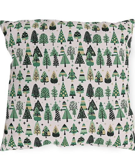 Mini Vintage Green Trees 18" x 18" Outdoor Pillow