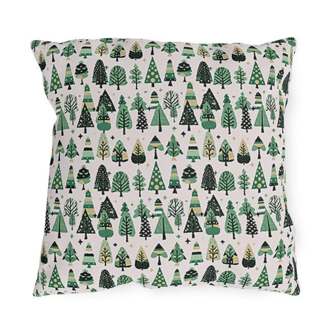 Mini Vintage Green Trees 18" x 18" Outdoor Pillow