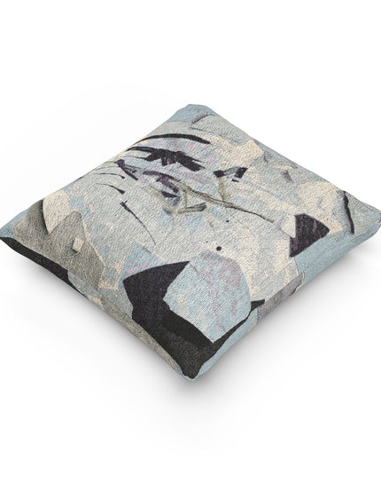 Sheer Blue Gray Paper Paint Woven Pillow, 17" x 18"