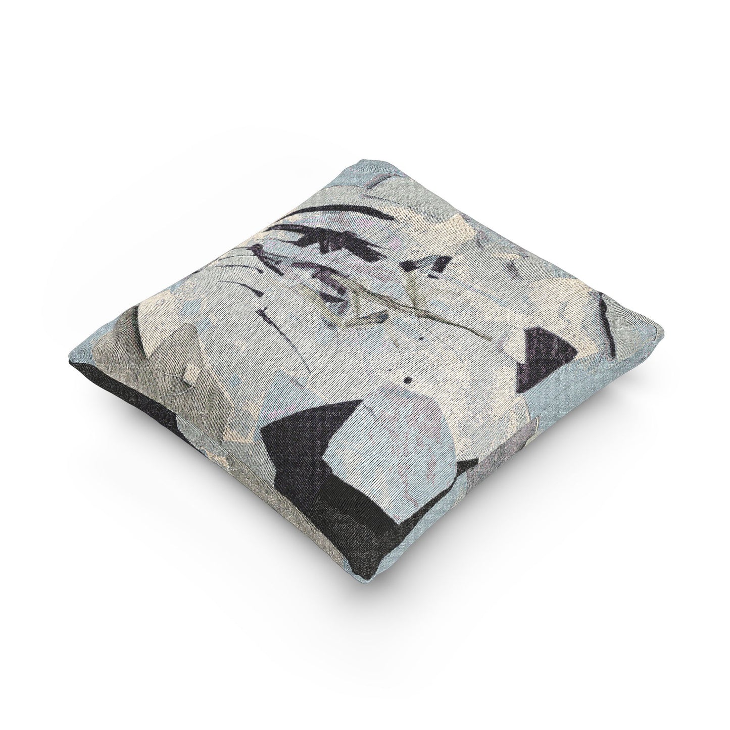 Sheer Blue Gray Paper Paint Woven Pillow, 17" x 18"