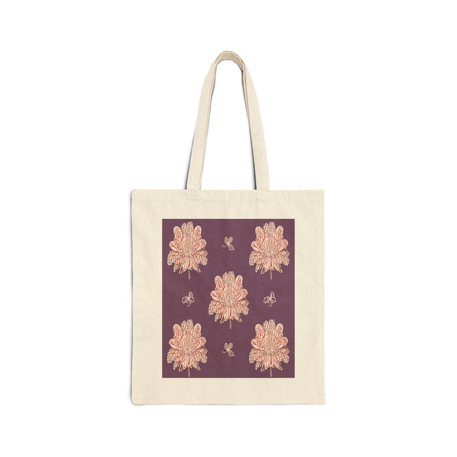 Pink Floral Butterflies Cotton Canvas Tote Bag