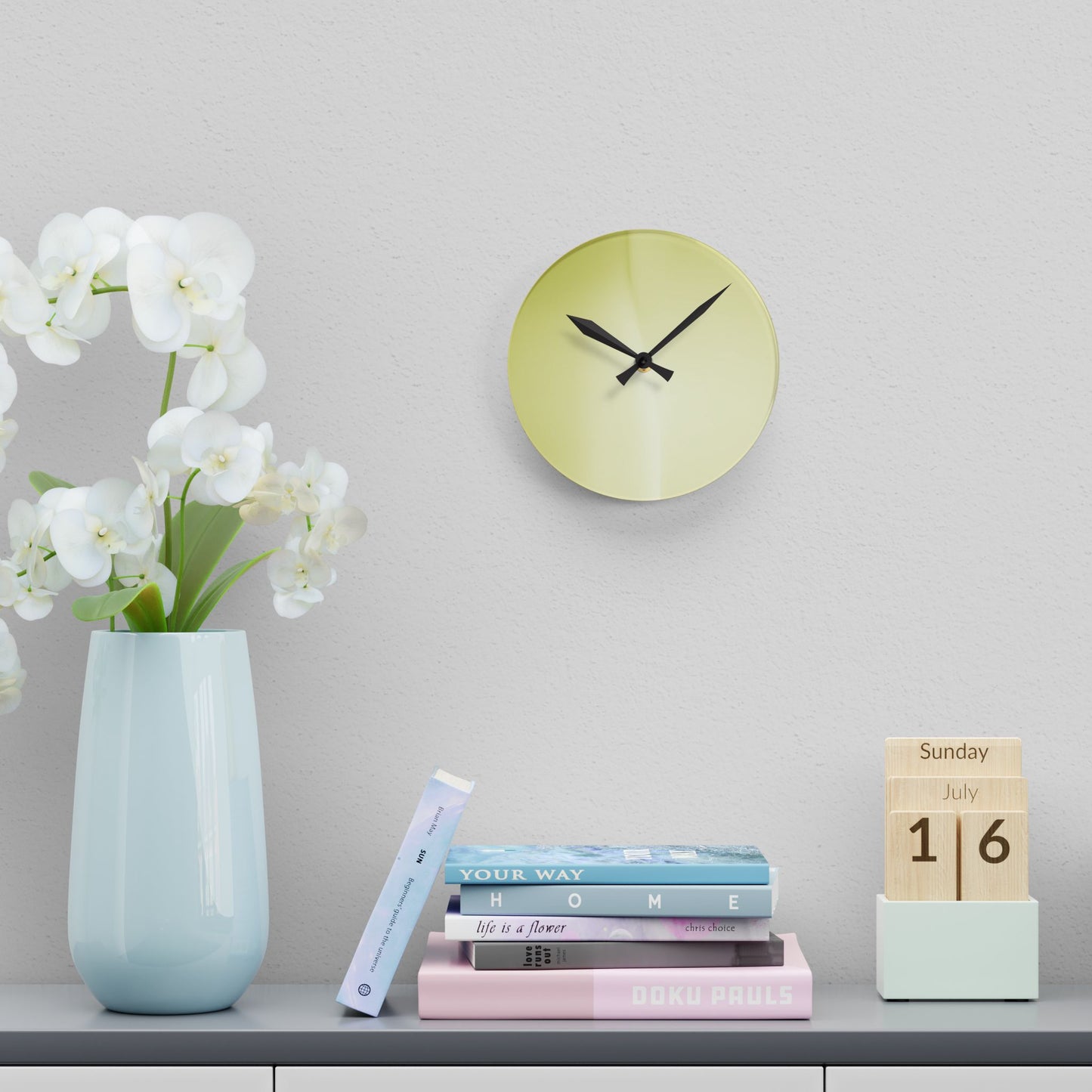 Lemon Fade Acrylic Round Wall Clock, 8" x 8"