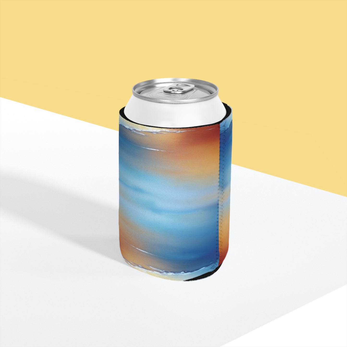 Blue Sea Red Orange Fog 12 oz Can Cooler Sleeve