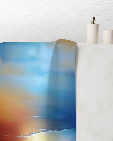 Blue Sea Red Orange Fog 30" x 60" Mink-Cotton Towel (50% polyester, 50% cotton)