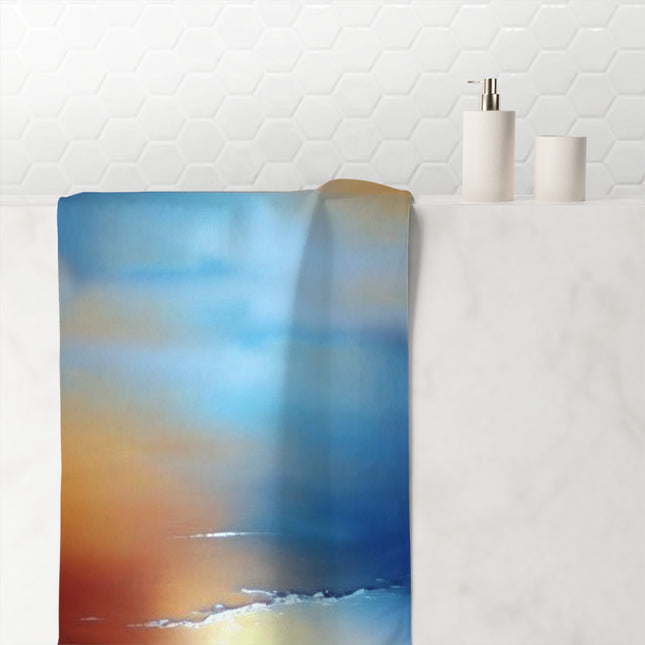 Blue Sea Red Orange Fog 30" x 60" Mink-Cotton Towel (50% polyester, 50% cotton)