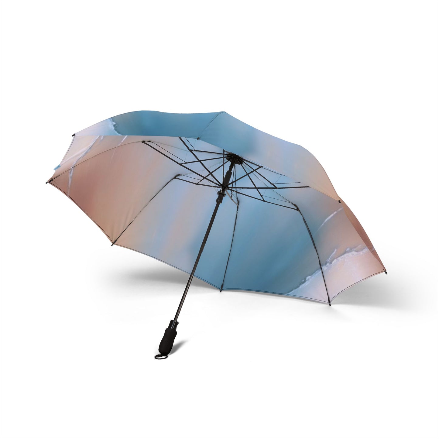 Blue Sea Peach Fog Foldable Umbrella - Compact & Chic