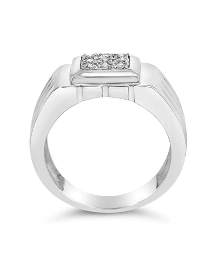 .925 Sterling Silver Diamond Accent Miracle-Set 9 Stone Ridged Band Gentlemen's Fashion Ring (I-J Color, I3 Clarity) - Size 10