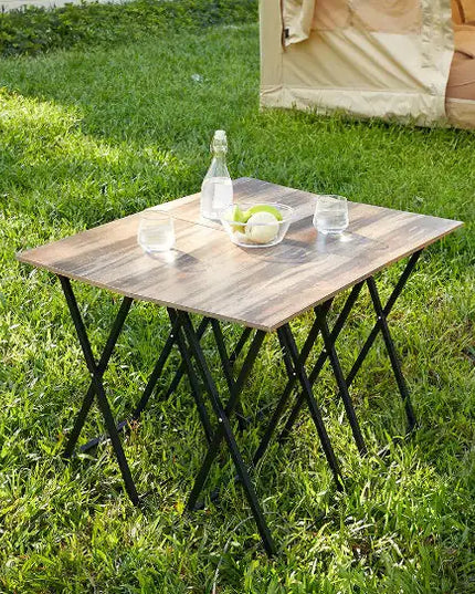 5-Piece Foldable TV Tray Table Set – Snack, End & Side Tables with Storage Rack for Living Room or Bedroom