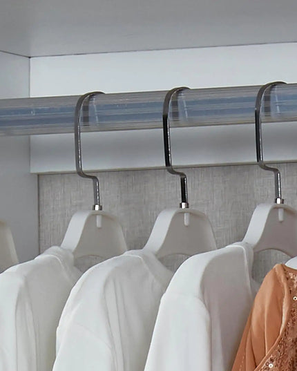 Wood Closet System With Drawers, Rods, Shelves Gray