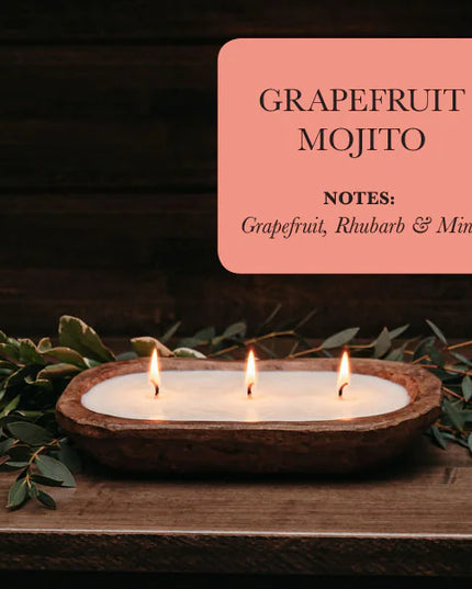 3-Wick Dough Bowl Soy Candle - Grapefruit Mojito