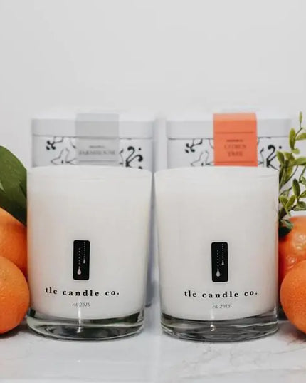 "Fresh Fruit" Citrus Tree and Farmhouse Luxury 2-Wick Soy Candle Gift Sets