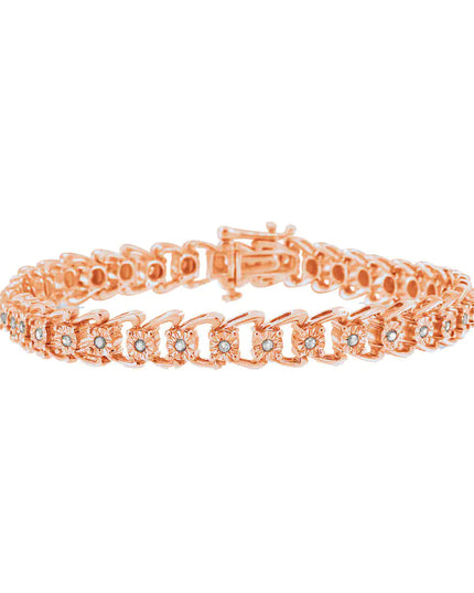 .925 Sterling Silver 1/2 Cttw Diamond Miracle-Set Double Swoosh Wave Style 7" Tennis Bracelet (I-J Color, I3 Clarity)