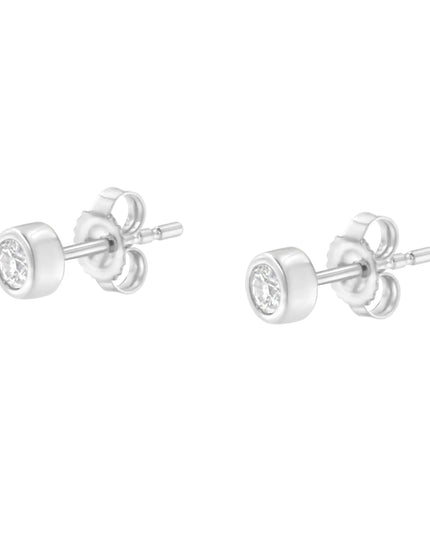10K Gold 0.15 Cttw Round Brilliant-Cut Near Colorless Diamond Bezel-Set Stud Earrings (H-I Color, I1-I2 Clarity)