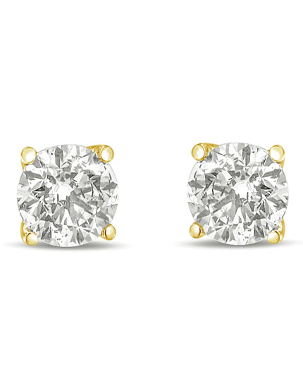 14K Gold 1.0 Carat Round Brilliant Cut Lab Grown Diamond 4-Prong Classic Solitaire Stud Earrings