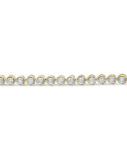 .925 Sterling Silver 1.0 Cttw Miracle Set Diamond Heart-Link 7" Tennis Bracelet (I-J Color, I2-I3 Clarity)