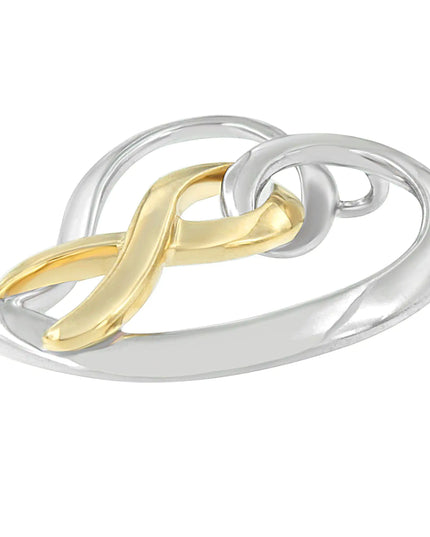 14K Gold and Silver Heart Bow Pendant Necklace