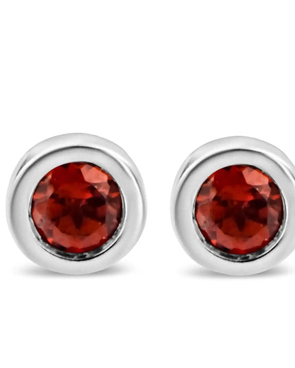.925 Sterling Silver Bezel Set 3.5mm Created Gemstone Solitaire Stud Earrings