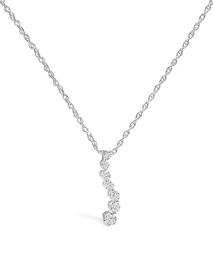 .925 Sterling Silver 1/4 Cttw Lab Grown Diamond Journey Pendant Necklace - 18" Inches