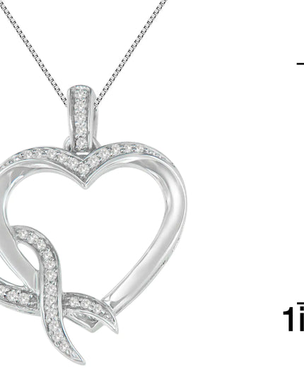 .925 Sterling Silver 1/6 cttw Diamond Heart Pendant Necklace (H-I, I1-I2)