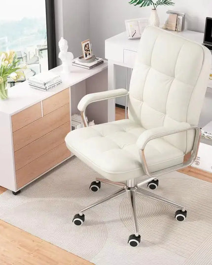 Leather Swivel Office Chair, Black, 1pc