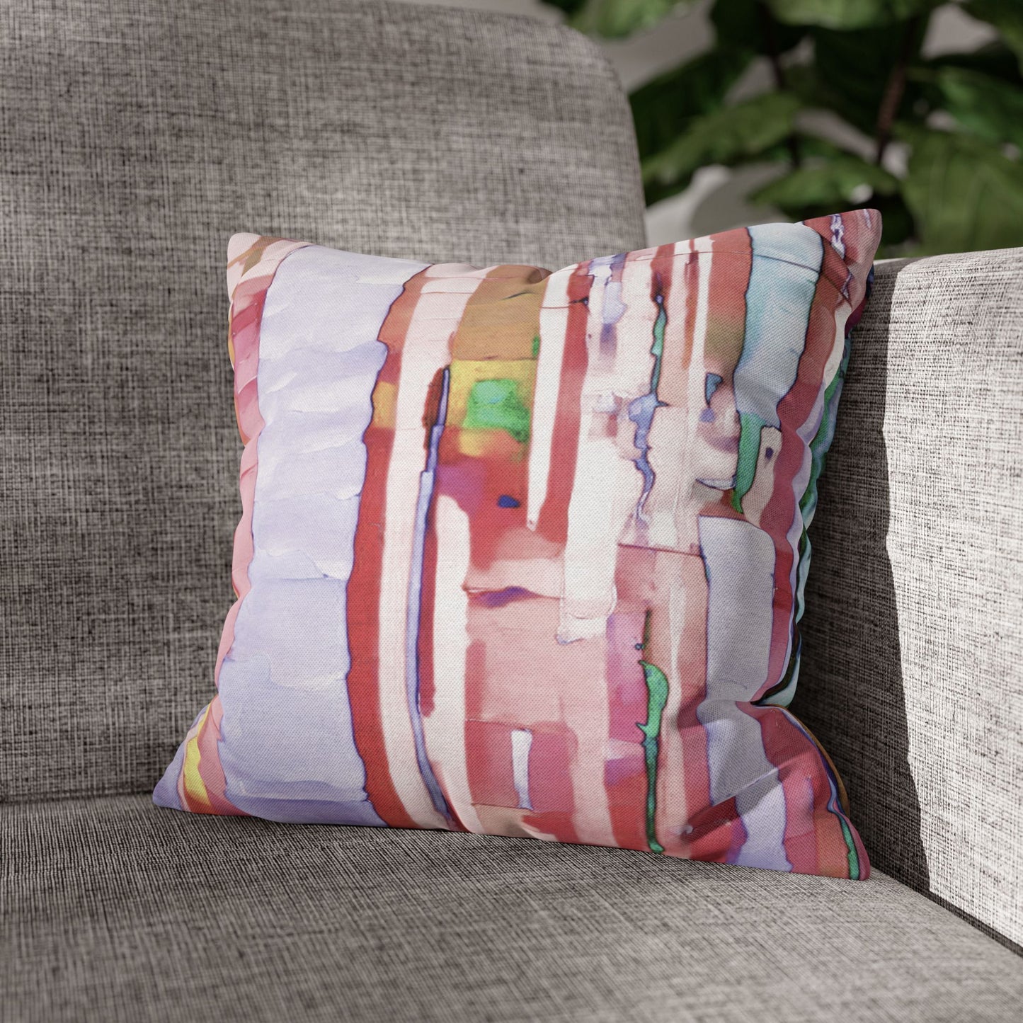 Striped Pastels Spun Polyester Square Pillowcase, 14" x 14"