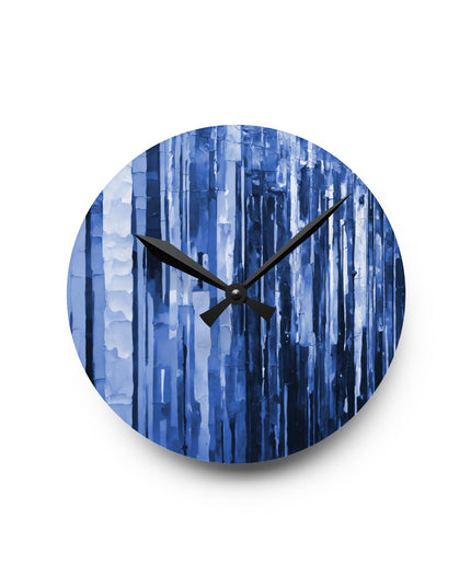 Striped Deep Blue Acrylic Round Wall Clock, 8" x 8"