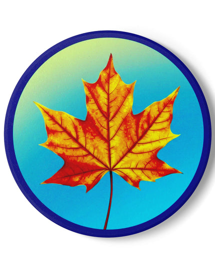 Alpha Maple Leaf 4" x 4" Round Ceramic Coaster