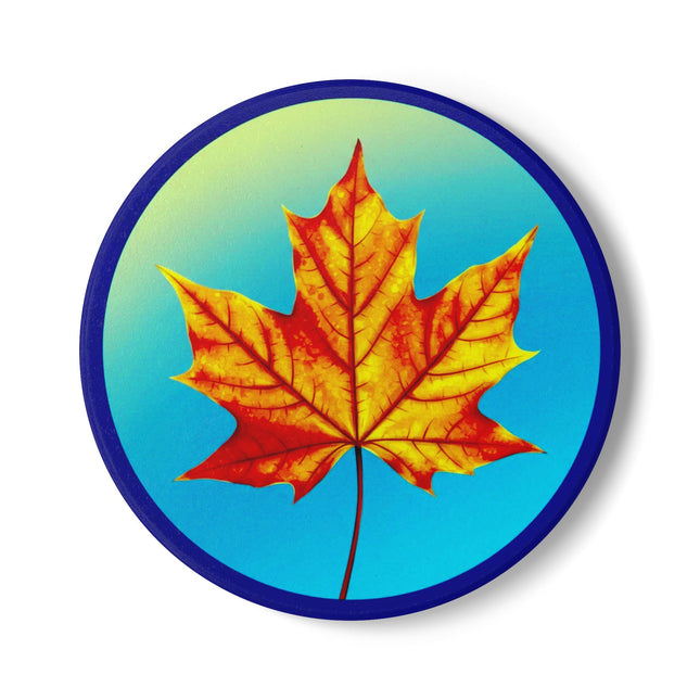 Alpha Maple Leaf 4" x 4" Round Ceramic Coaster