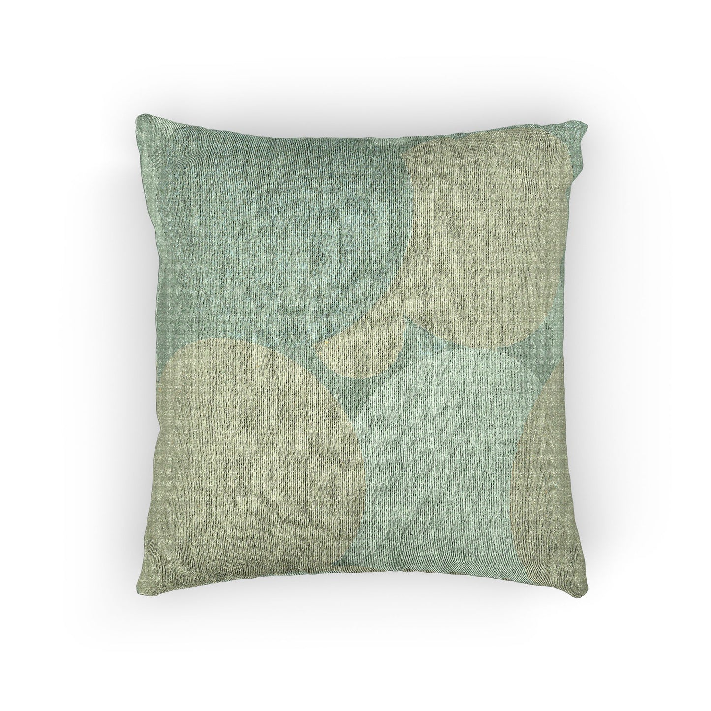 Pastel Blue and Green Patches Woven Pillow, 17" x 18"