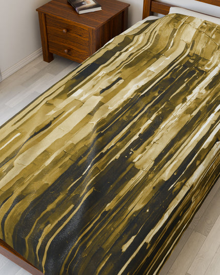 Striped Light Brown Velveteen Plush Blanket, 60" x 80"